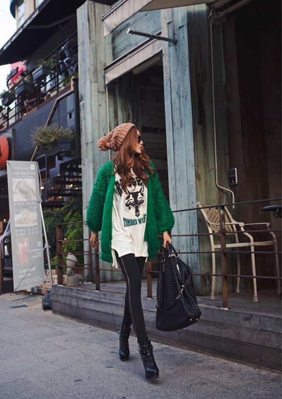 Cardigan len xù ấm áp ngày đông