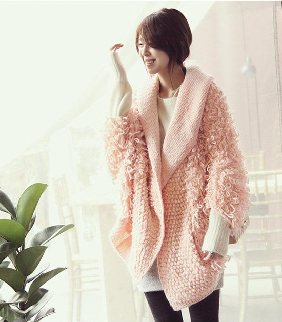 Cardigan len xù ấm áp ngày đông