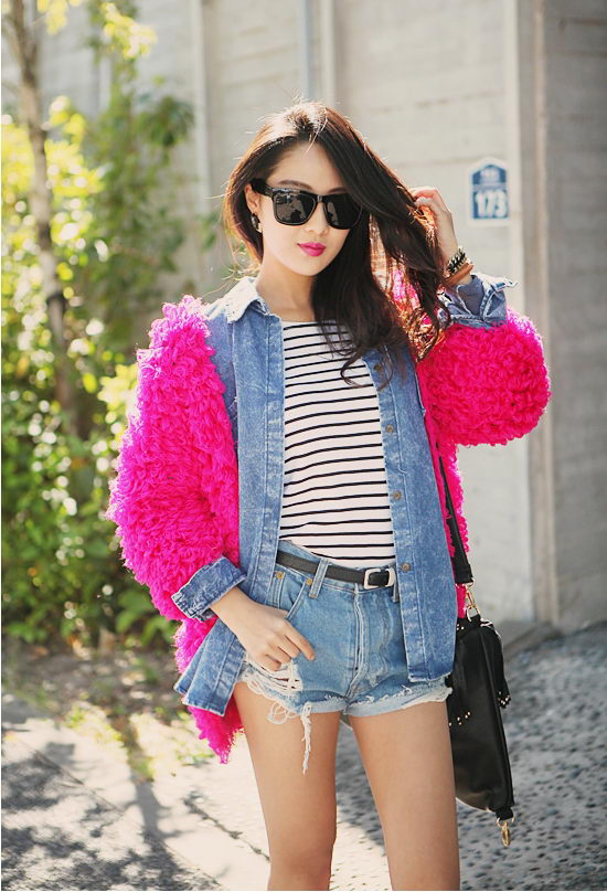 Cardigan len xù ấm áp ngày đông
