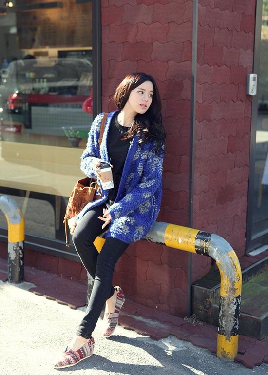 Cardigan len xù ấm áp ngày đông