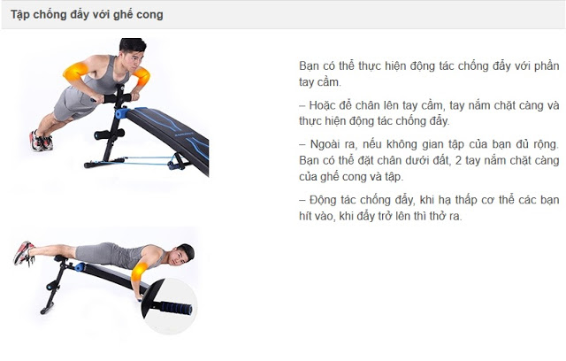 Các động tác cơ bản sử dụng ghế cong tập bụng