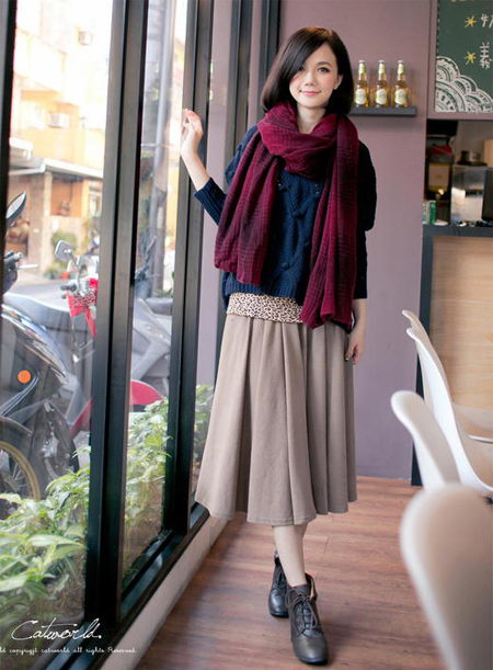 Chân váy Midi mùa lạnh