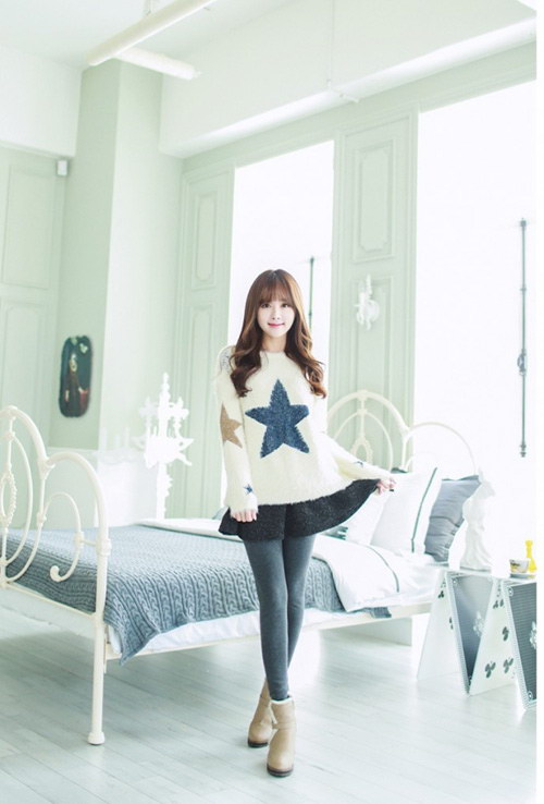 Trẻ trung hơn với quần legging giả váy