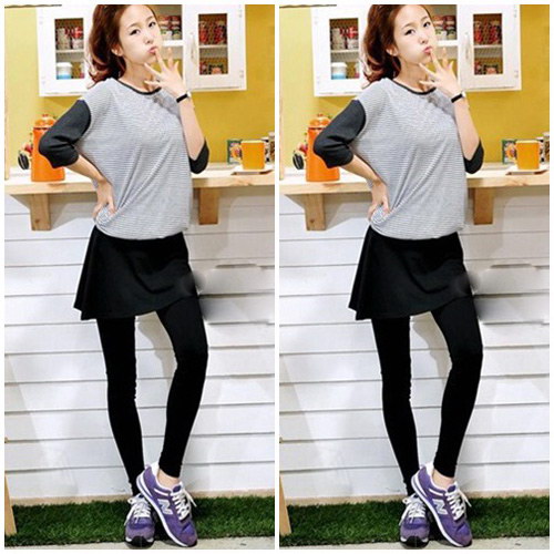 Trẻ trung hơn với quần legging giả váy