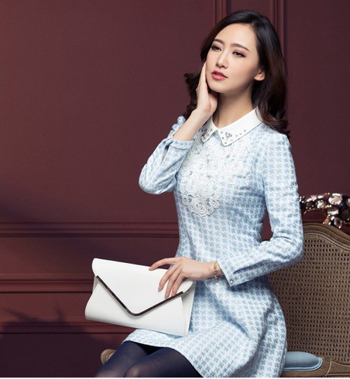 Váy dạ cổ sen cho nàng công sở