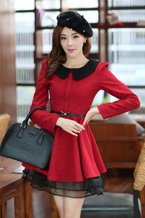 Váy dạ cổ sen cho nàng công sở