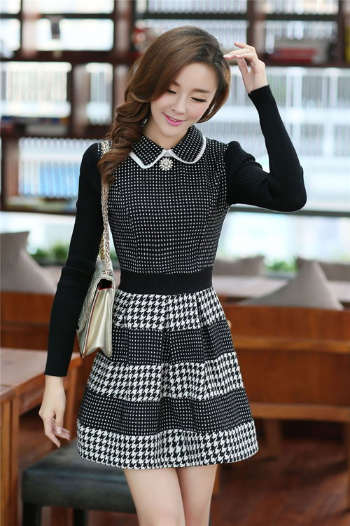Váy dạ cổ sen cho nàng công sở 