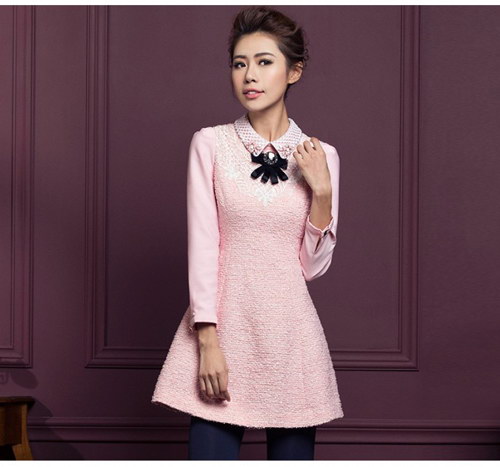 Váy dạ cổ sen cho nàng công sở